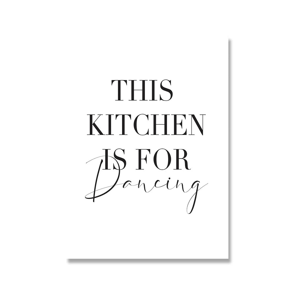 Minimalist Good Food Good Mood Bon Appetit Quotes Canvas Painting Black White Posters Wall Art Pictures For Kitchen Home Decor