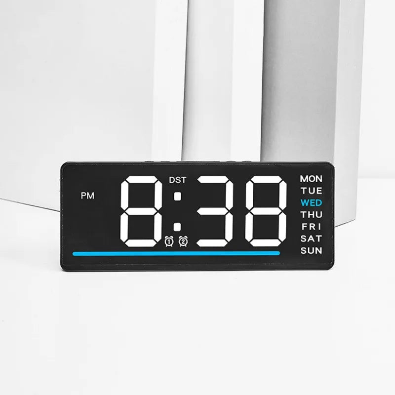 USB Powered Digital Alarm Clock TEMP Date Week Dual Alarm 5 Levels Brightness Snooze Table Clock 12/24H Night Mode LED Clock