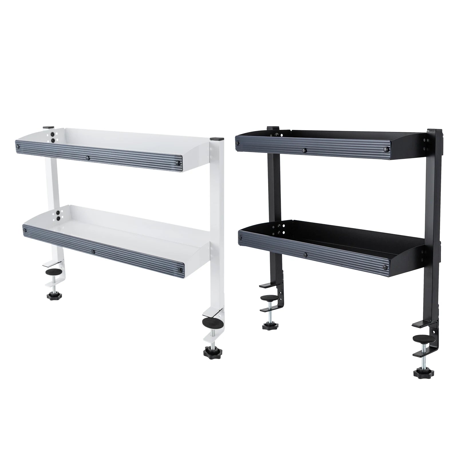 Adjustable 2-Tier Desk Shelf Clamp-On Storage Tray for Displaying Photos Decorations Clip-On Desk Organizer Shelf