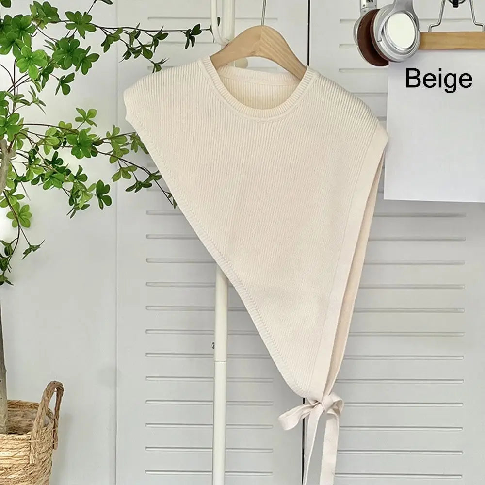 for Blouse Knitted Shawl Vest Solid Color Warm Triangle Beveled Edge Vest Clothing Accessories Polyester