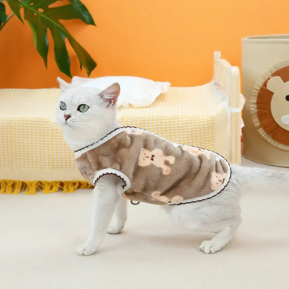 Luxury Pet Cat Costume Clothes for Cats Winter Kitten Sphynx Sweatshirt Puppy Fleece Vest Warm Jacket Coat Small Dogs Clothing