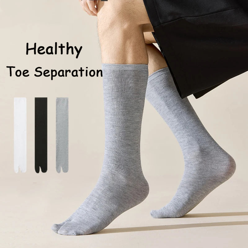 2/4Pairs Man Socks Comfortable Soft Fashion Tabi Toe Socks  Summer Two Finger Socks Kimono Flip Flop Sandal Split Tabi Toe Sock