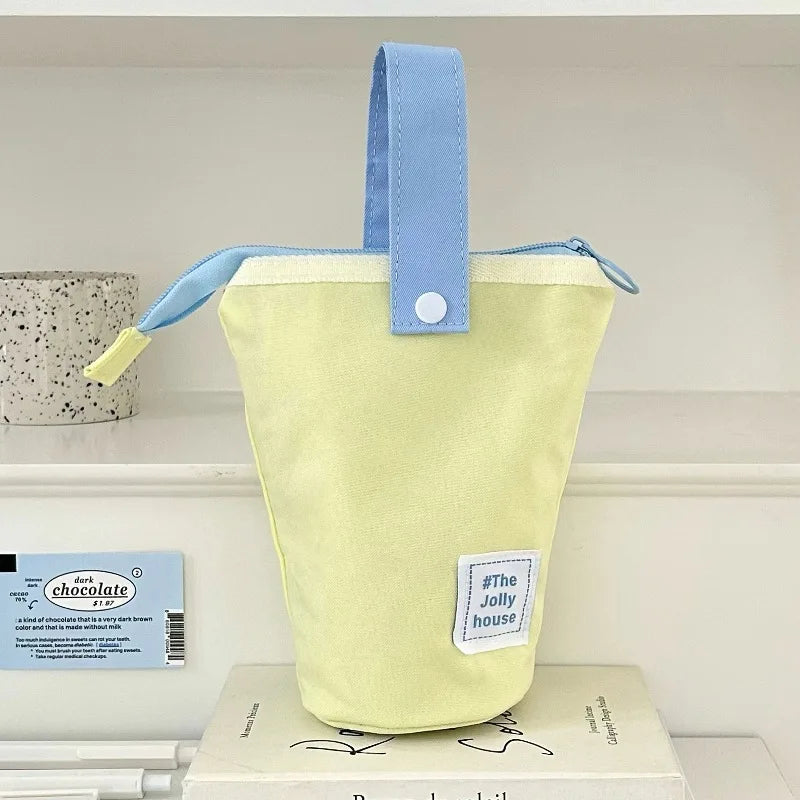 High Aesthetic Japanese Ins Pencil Case For Men Women Large Capacity Pencil Box Standing Stationery Bag