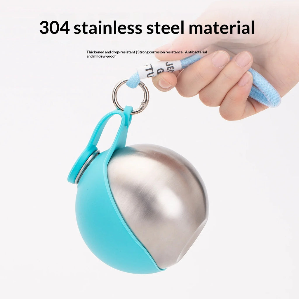 Portable Stainless Steel Pet Water Bottle with Foldable Silicone Bowl for Dogs and Cats Outdoor Walking Hiking Travel Use