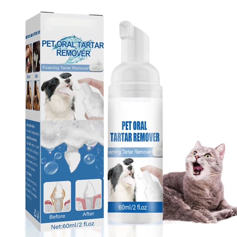 60ml Pet Tartar Remover Natural Plaques Off Tartar Remover Freshen Breath Foam For Dogs Cats Safe Effective Support Healthy Gums