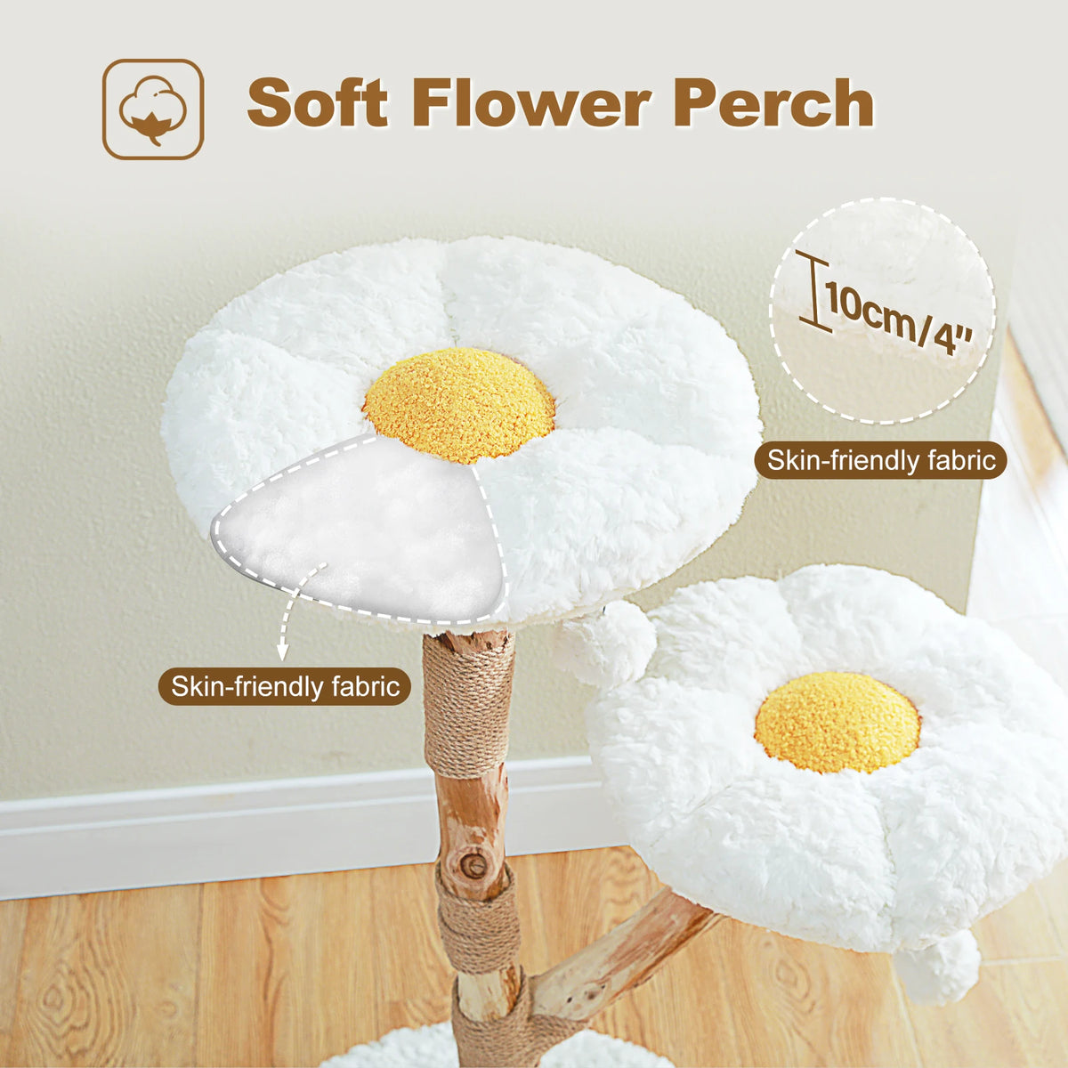 Modern Cat Tree Tower with Natural Solid Wood Scratching