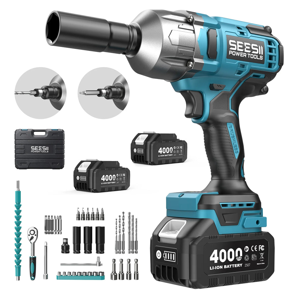 SEESII WH860 1300N.m 3-in-1 Impact Wrench &amp; Cordless Drill