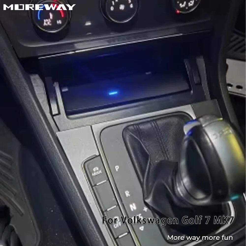 Moreway Car wireless charger For Volkswagen Golf 7 MK7 2014-2018 Charging pad Mobile phone Holder Fast charge Car interior