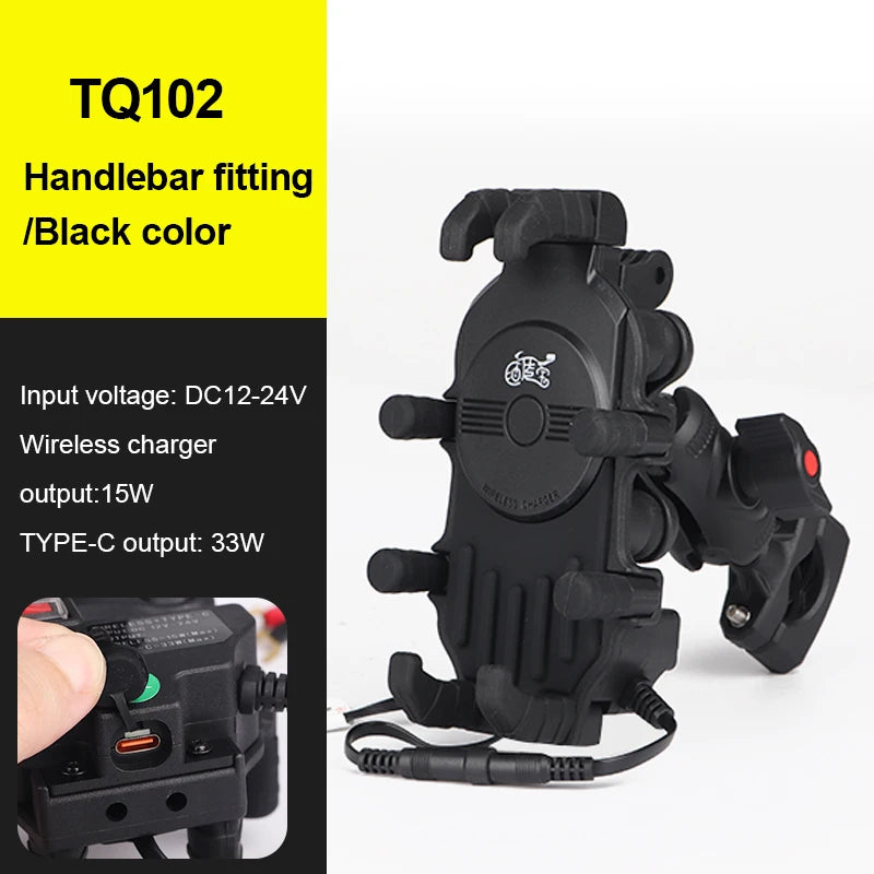 15W Wireless Charger 33W Type C Port Motorbike Bike Cellphone Bracket Octopus Shockproof Phone Holder Motorcycle Bicycle Stand