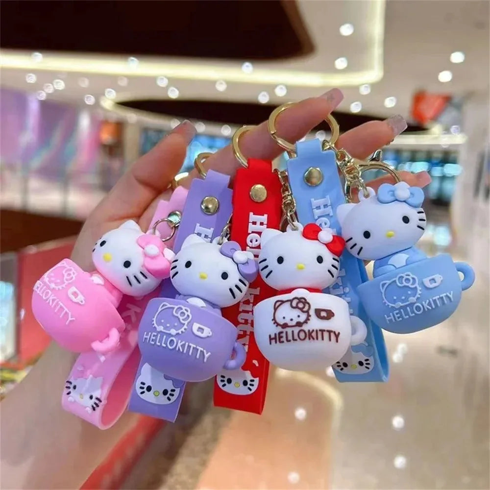 MINISO Cute Cartoon KT Keychain Girl Schoolbag Shoulder Bag Car Keyring Kid Children Kawaii Gift Festival gifts Festival gifts