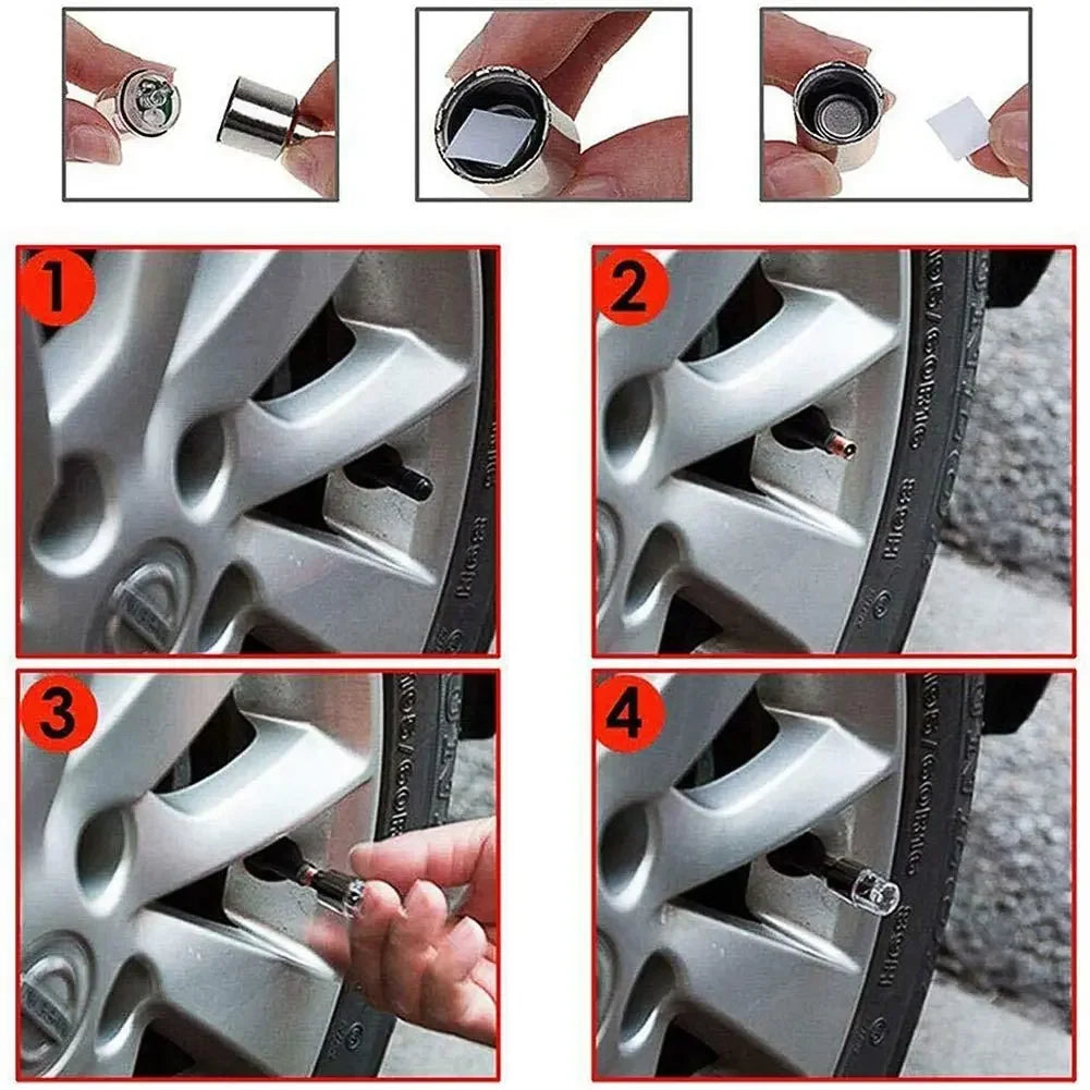 LED Tire Valve Cap Lights for Cars and Bikes