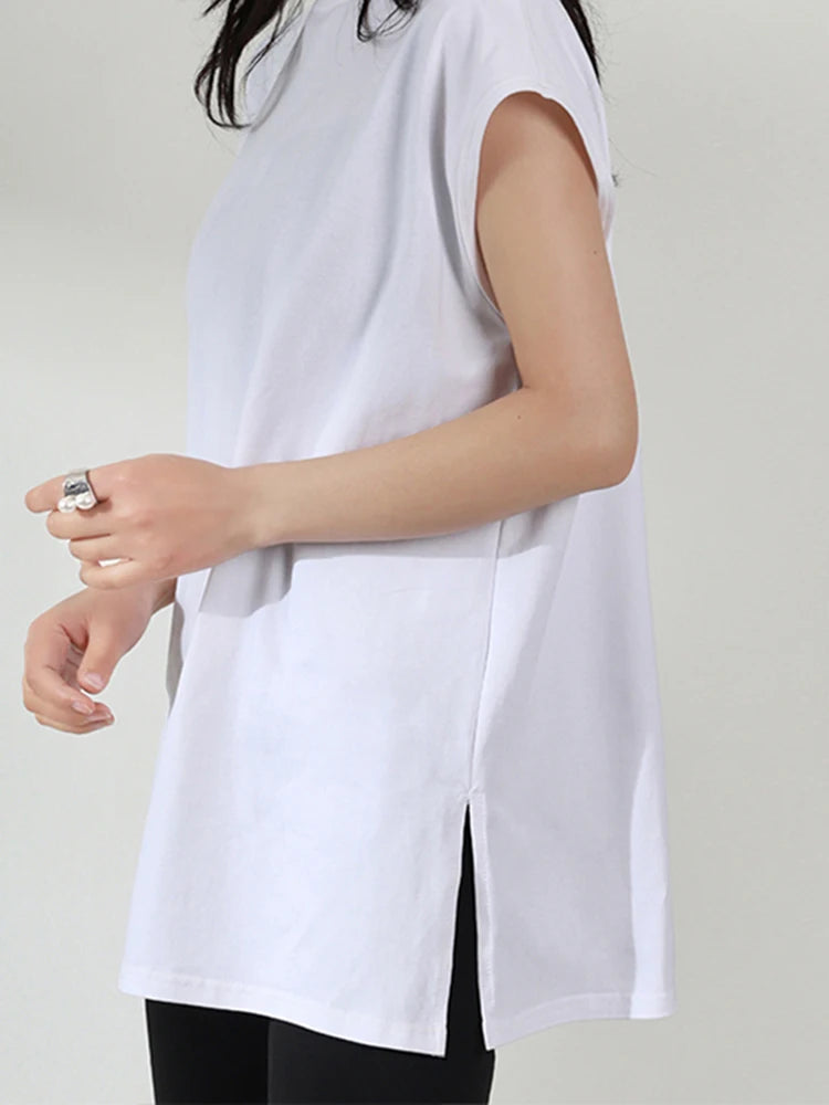 [EAM] Loose Fit black irregular Sweatshirt New Round Neck Long Sleeve Women Big Size Fashion Tide Spring Autumn 2026 1DF0420