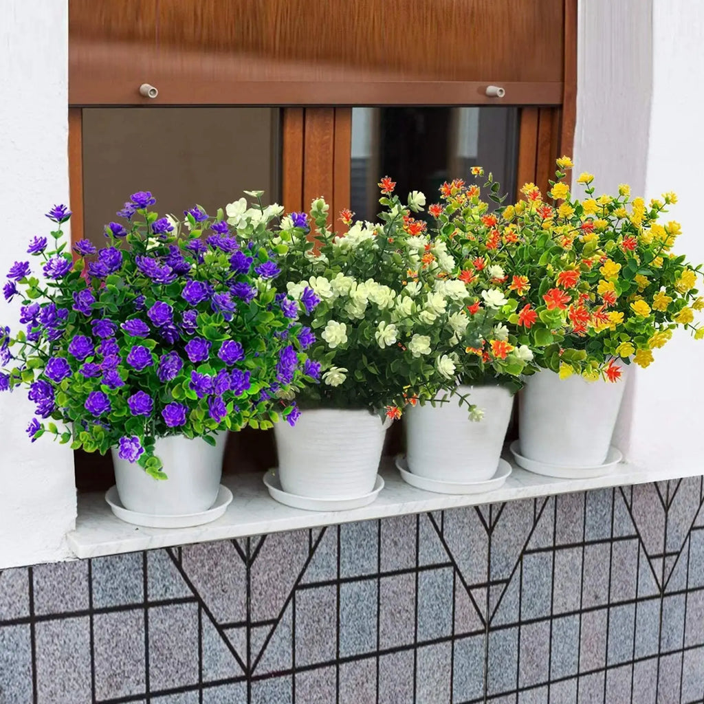 UV-Resistant Artificial Outdoor Flowers, 5 Pack
