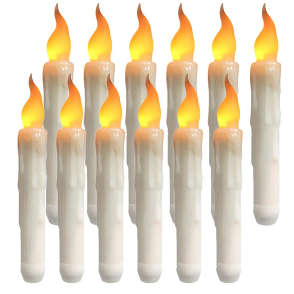 LED Flameless Taper Candles 6.5/11" Battery Operated Fake Flickering Candlesticks Electric Long Candles for Wedding Home Decor