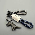 Woven Leather Rope Metal Keychain