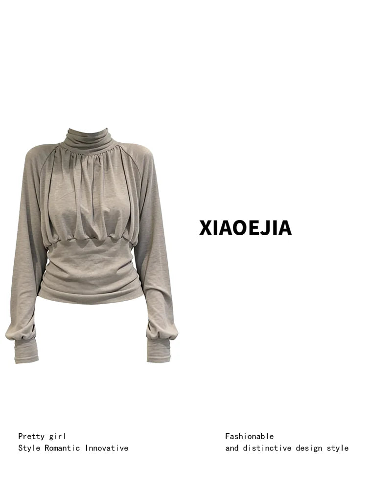 Women Grey GothicT-Shirt Harajuku Y2K Tee Top 90s Vintage Long