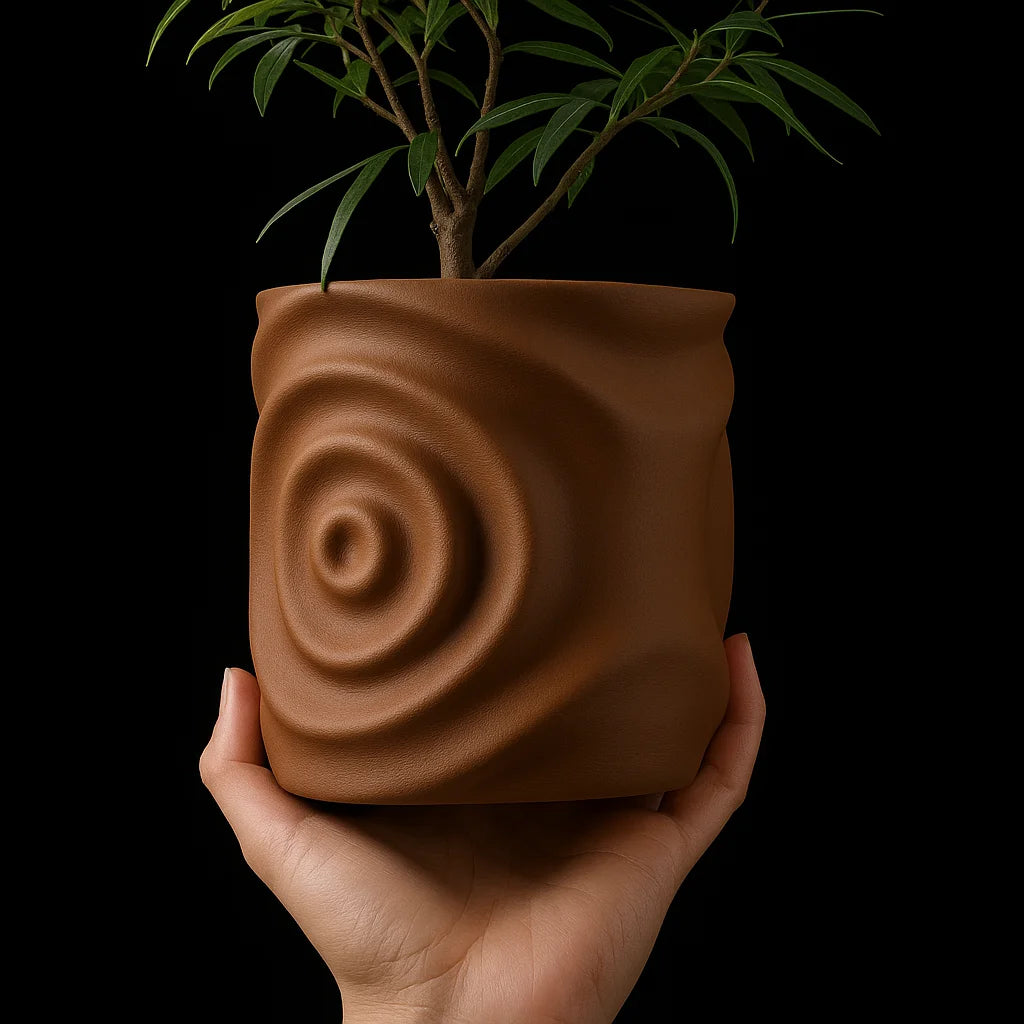 3D Printed Flower Pot Square Line Texture Rhombus Detail Modern Home Decor Biodegradable macetas