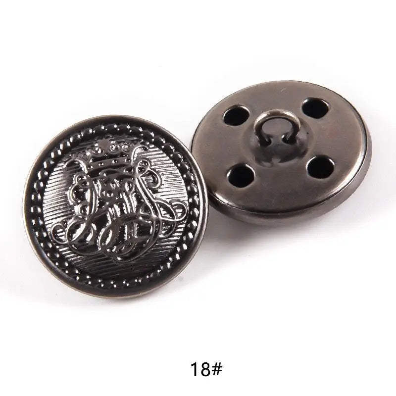 10pcs 15/20/25mm Metal Vintage Coat Suit Uniform Button Retro Copper Buttons Round Shank button DIY Sewing Ornaments