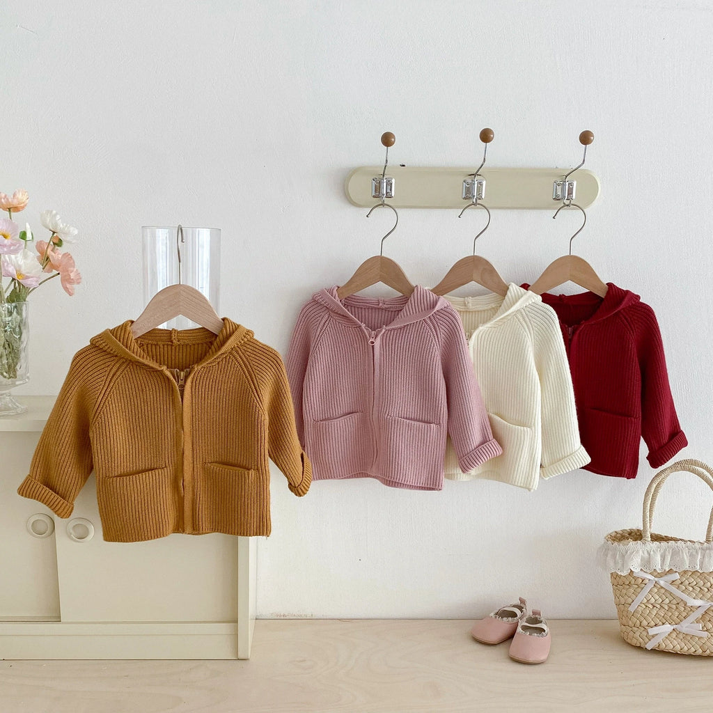 Autumn Baby Girls Hoodie Jacket Kids Sweater Long Sleeve Knitted Cardigan T-Shirt Children Tops Zipper Sweatshirt Child Coat