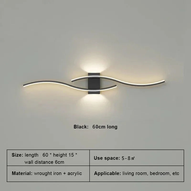 LED Wall Lamp 60/80CM Remote Control Wall Sconce Living Room TV Background Decor Bedroom Kitchen Stair Home Decor Led Lighting