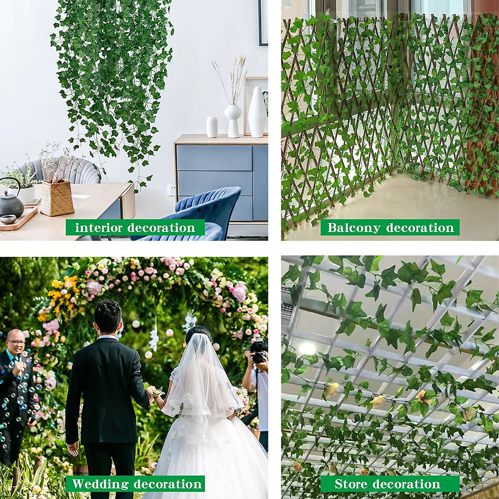 2/4/8/10M Artificial Ivy Leaves Garland Hanging Vines Fake Plants