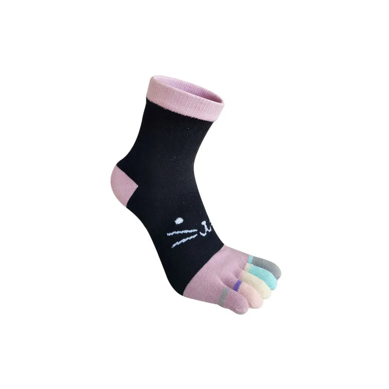 Cute Short Toe Socks Women Girl Cotton Striped Cat Love Fashion Sweat-Absorbing Anti-Bacterial Breathable Warm Five Finger Socks