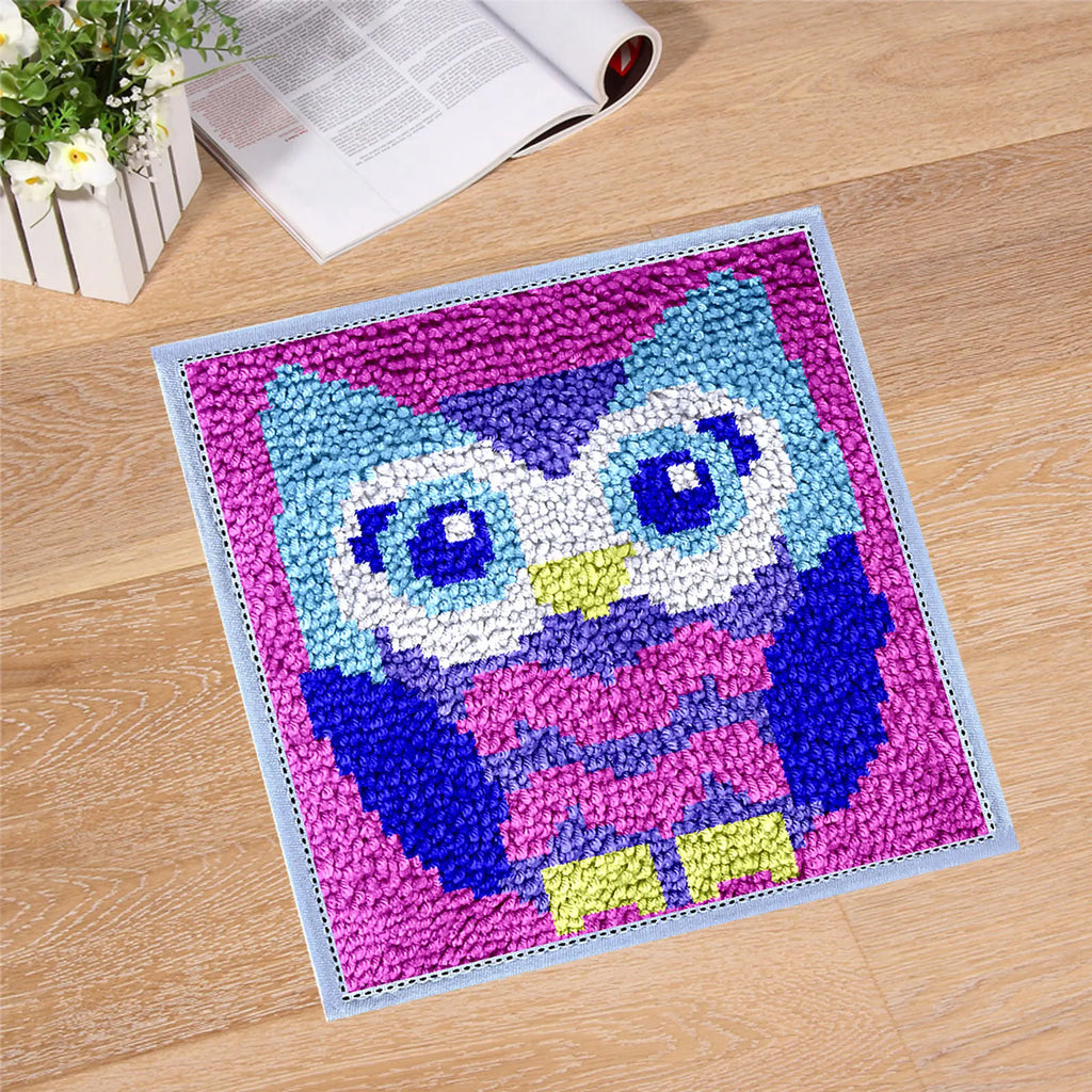 DIY Carpet Embroidery Set with Printed Pattern Cartoon Latch Hook Rug Kits for Adults Beginners Kids Crochet Needlework Crafts