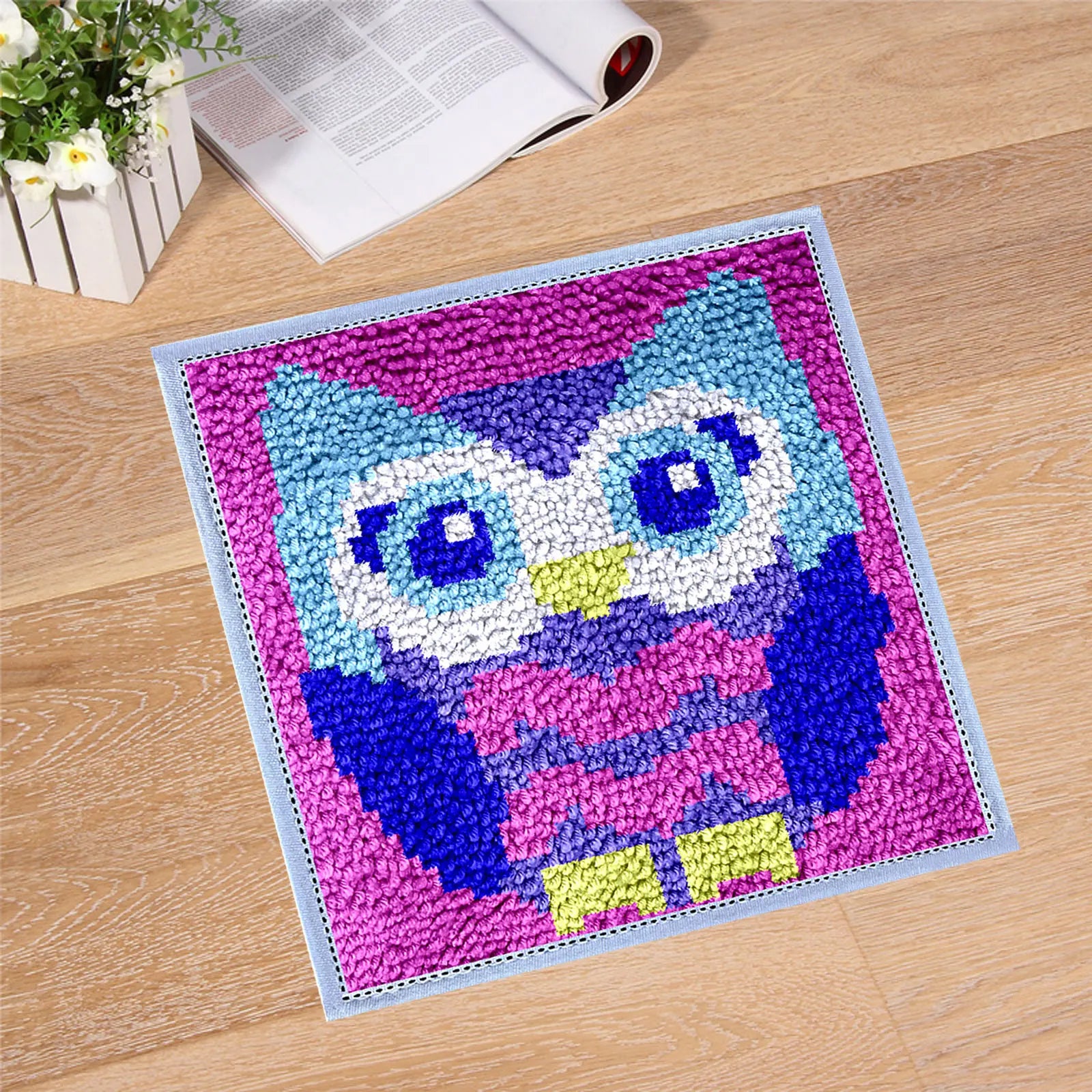 DIY Carpet Embroidery Set with Printed Pattern Cartoon Latch Hook Rug Kits for Adults Beginners Kids Crochet Needlework Crafts