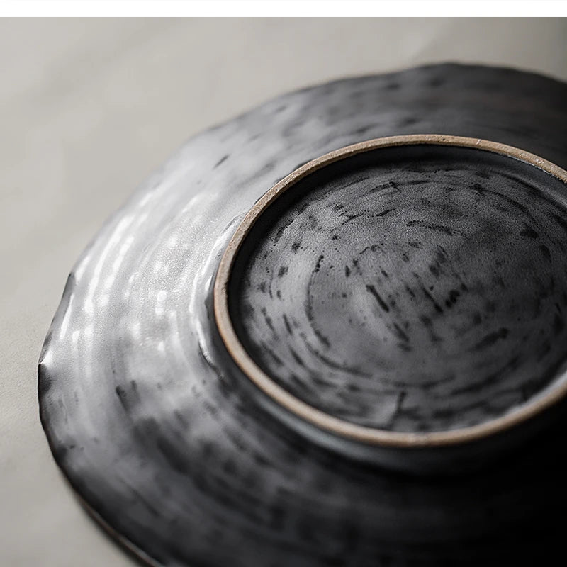 Handmade Stoneware Set Irregular Ceramic Plates Bowls art dish dining noodle