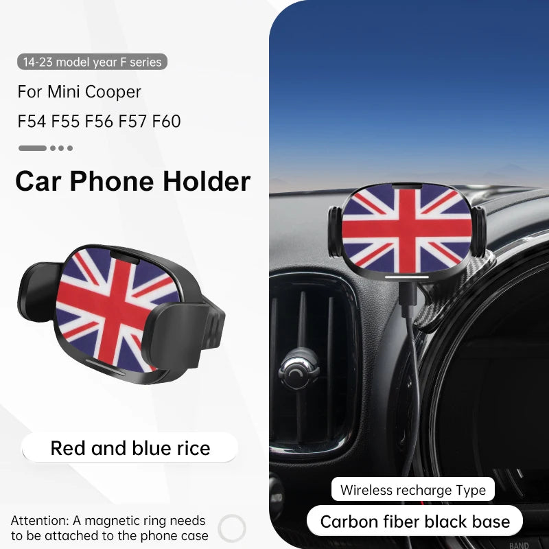 Car Phone Holder Wireless Charger For Mini Cooper F56 F55 F54 F60 F57 2014-2023 Central Control Mobile Phone Bracket Accessories