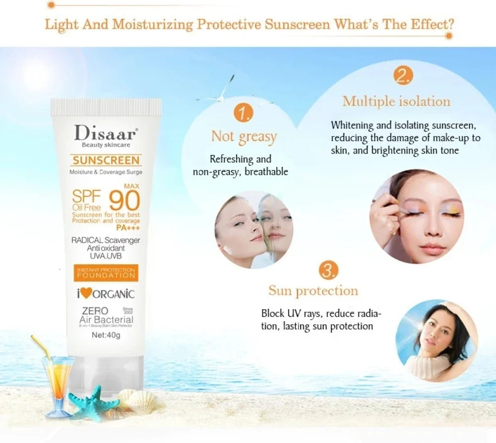 Facial Body Sunscreen Whitening Sun Cream SPF 90 Moisturizing Anti-Aging Oil-control Dust Oil Control Reduce Melanin Skin Care