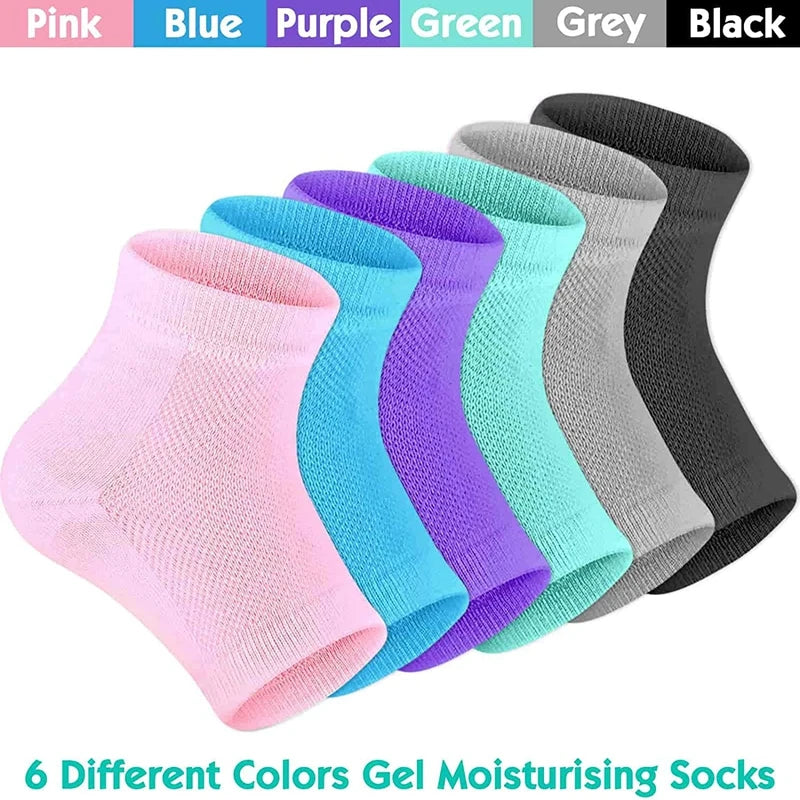 Heel Socks Feet Skin Care Colorful Silicone Moisturizing Gel Cracked Dry Heel Repair Protectors Plantar Fasciitis Inserts Pads