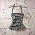 American Retro Gray Cami Top Strap Tiered Ruffle Slim Fit Y2K