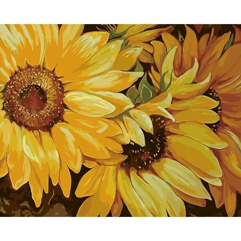 GATYZTORY DIY Frame Painting By Numbers Kits Sunflowers Abstract Modern Home Wall Art Picture Flowers Paint By Numbers