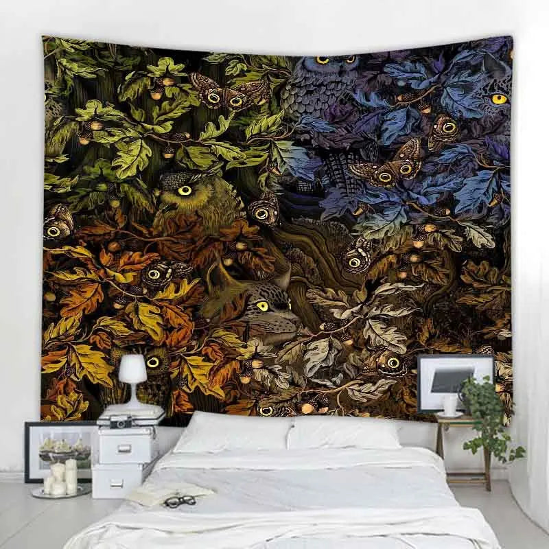 Psychedelic Animals Tapestry Wall Hanging Retro Tropical Plants Background Cloth Boho Hippie Kawaii Home Decor Yoga Mat Sheets