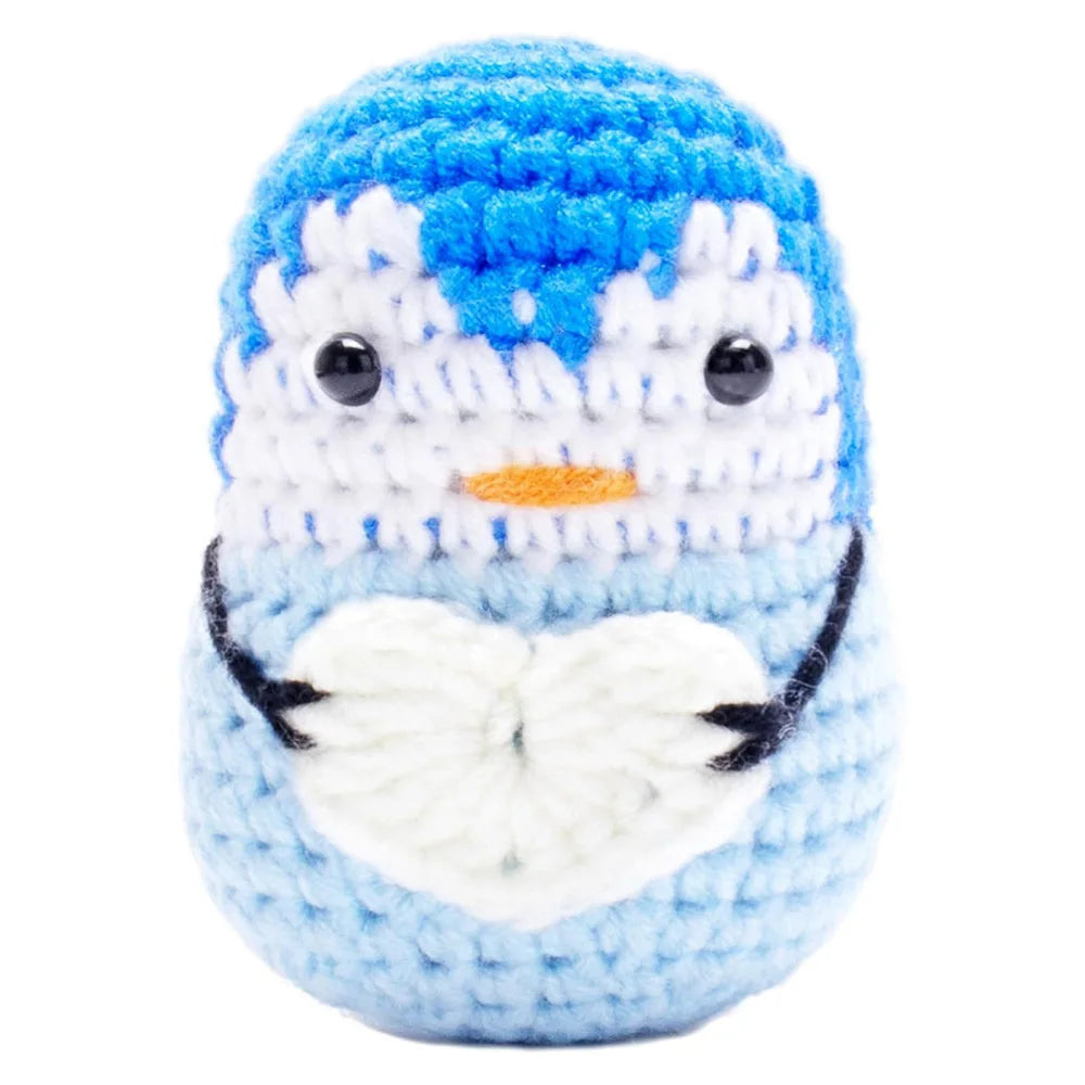 New Crochet Flower Penguin Doll Decoration Desk Accessories Kawaii Positive Energy Pengniu Doll Home Room Decor Christmas Gift