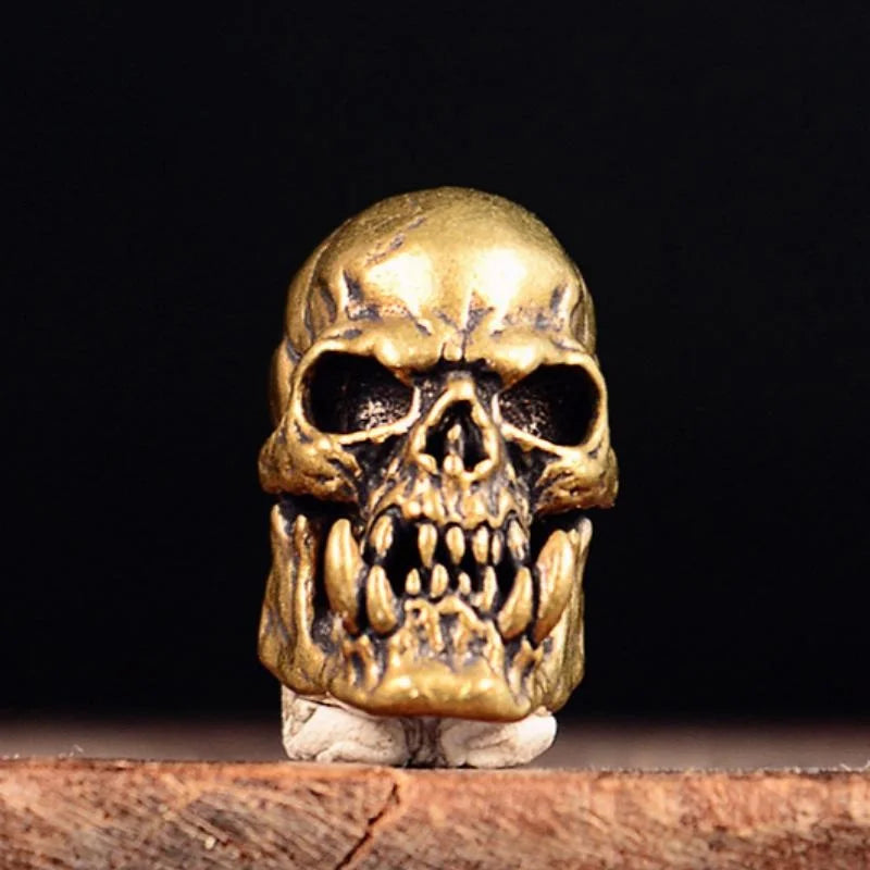 2Pcs Skull Head Brass Knife Bead Punk EDC Outdoor DIY Paracord Woven Lanyard Pendant Retro Accessories108