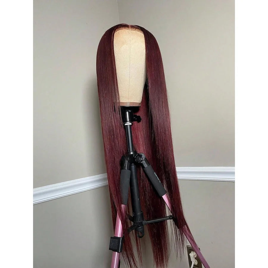 200% 99J Burgundy Lace Frontal Wig 13x4 Straight Lace