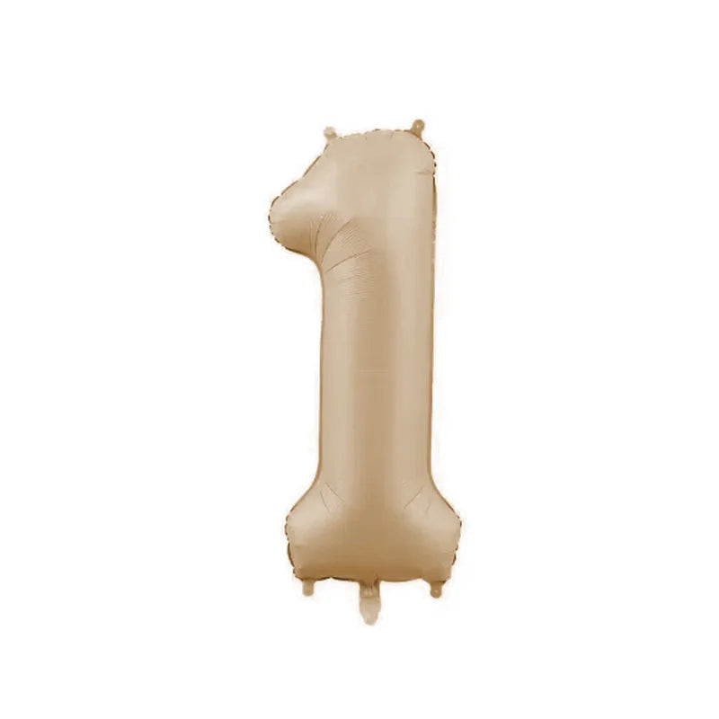 10/5/1Pc Brown Beige Cream 18inch Heart Balloons Cream Number Balloons 1 2 3 4 5 6 Birthday Number Foil Balloon Helium Air Globo