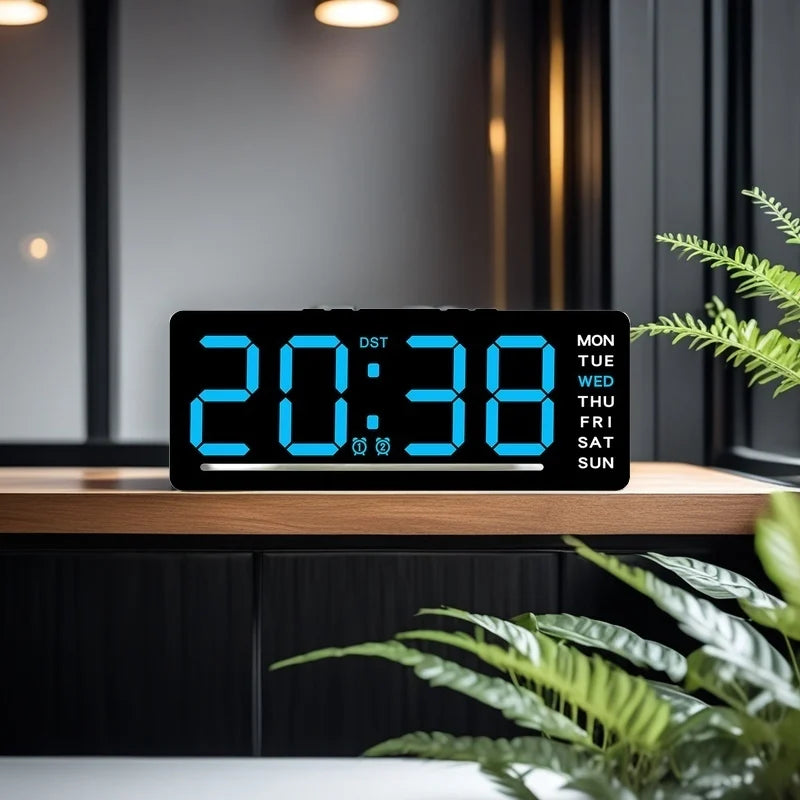 USB Powered Digital Alarm Clock TEMP Date Week Dual Alarm 5 Levels Brightness Snooze Table Clock 12/24H Night Mode LED Clock