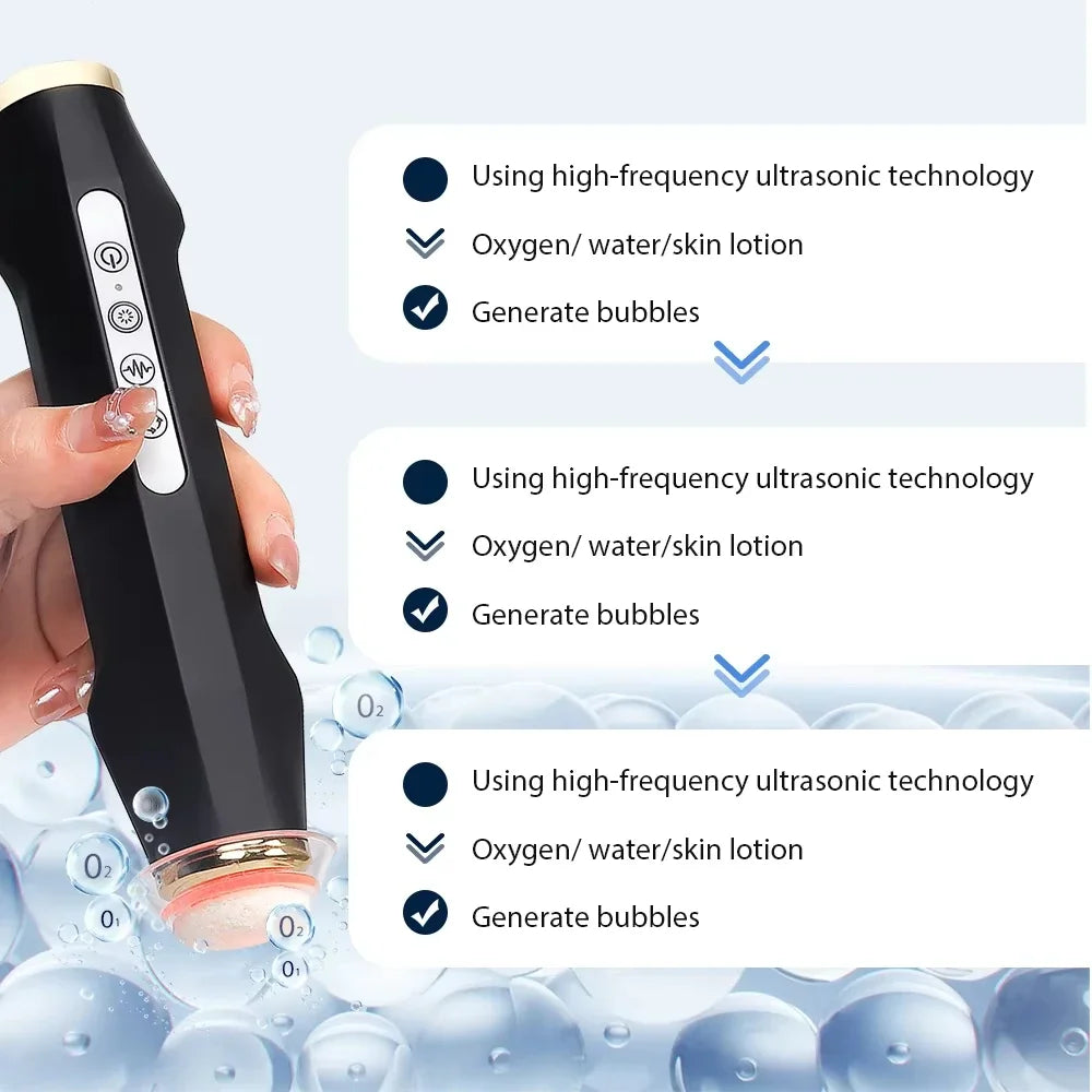 Wireless Ultrasonic Oxygen Bubble Beauty Machine 7 Colors LED Light Facial Hydration Firming Dull Skin Care Massager