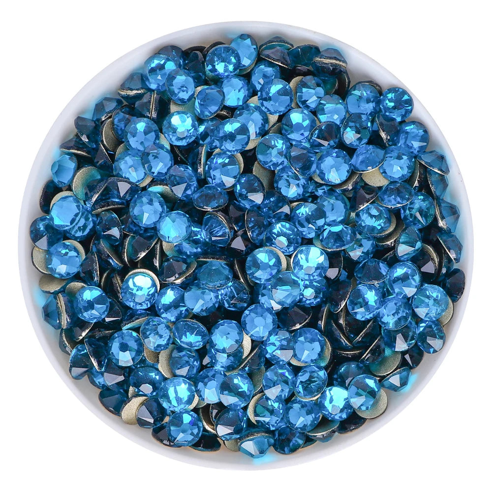 SS10-SS30 2088 Blue 8 Big 8 Small Non Hotfix Diy Strass Crystal Rhinestones Stick On Nail Art Decorations DIY Needlework Clothes