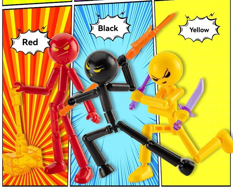 Articulated Stickman Action Figure with Movable Joints Cool Poseable Model Kit Gift for Boys Building Blocks Assembly Toys
