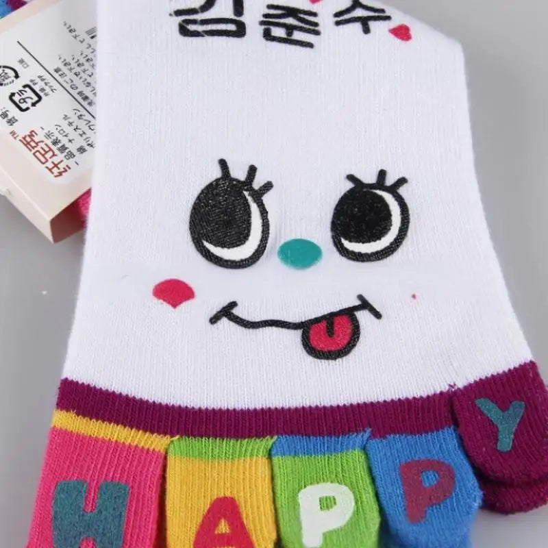NEW Cute Cartoon Five-toed Crew Finger Socks, Breathable Short Cotton Socks for Casual Wear, Novelty Toe Socks with Funny Design
