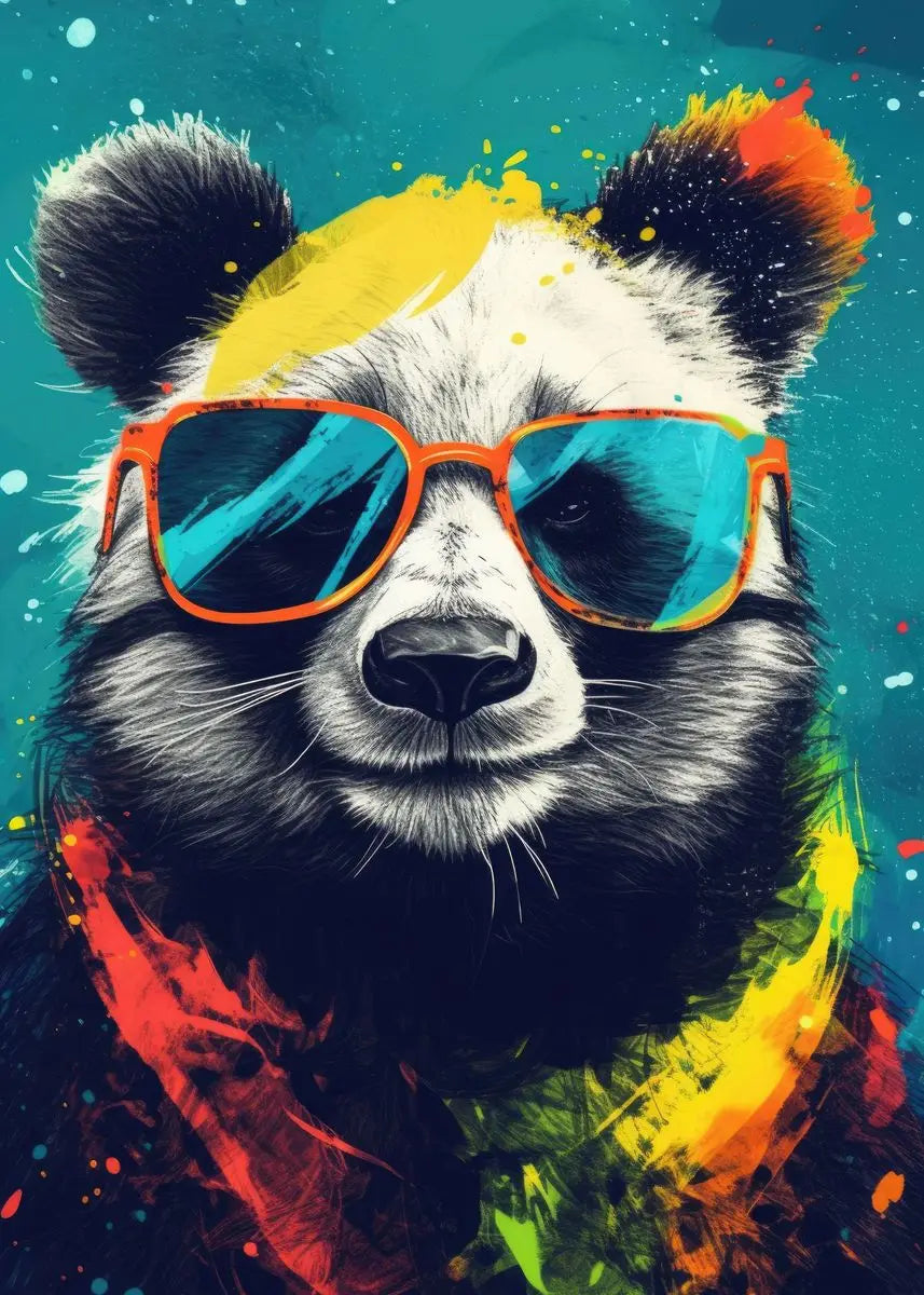 Cute Panda Blowing Bubbles Poster Graffiti Animals Art Print Canvas Painting Wall Pictures Living Room Room Home Decor Gift