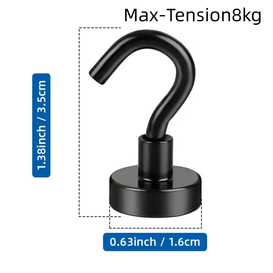 Strong Magnetic Hooks Multi-Purpose, Heavy Duty Epoxy Coating, Magnetic Cruise Black Hooks for Refrigerators