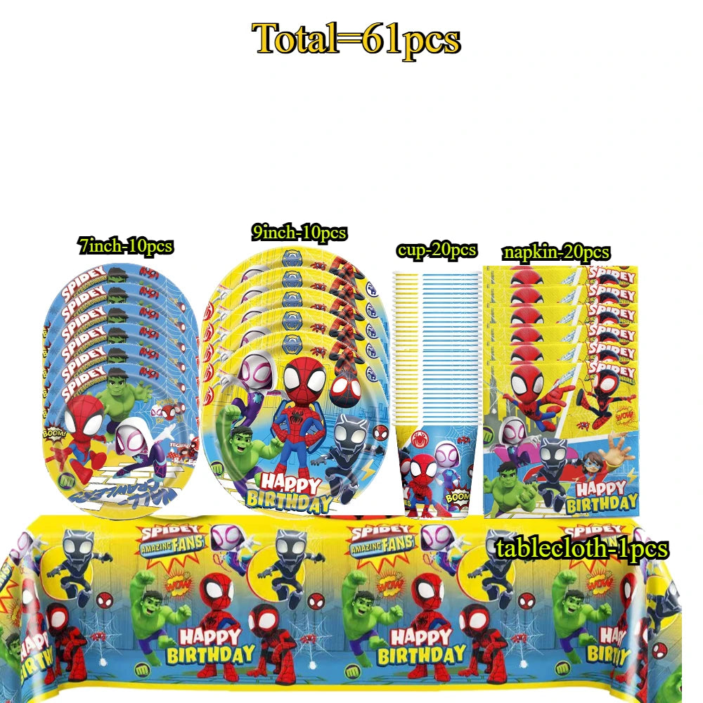 Spidey and Friends Kids Birthday Party Decor Set Disposable