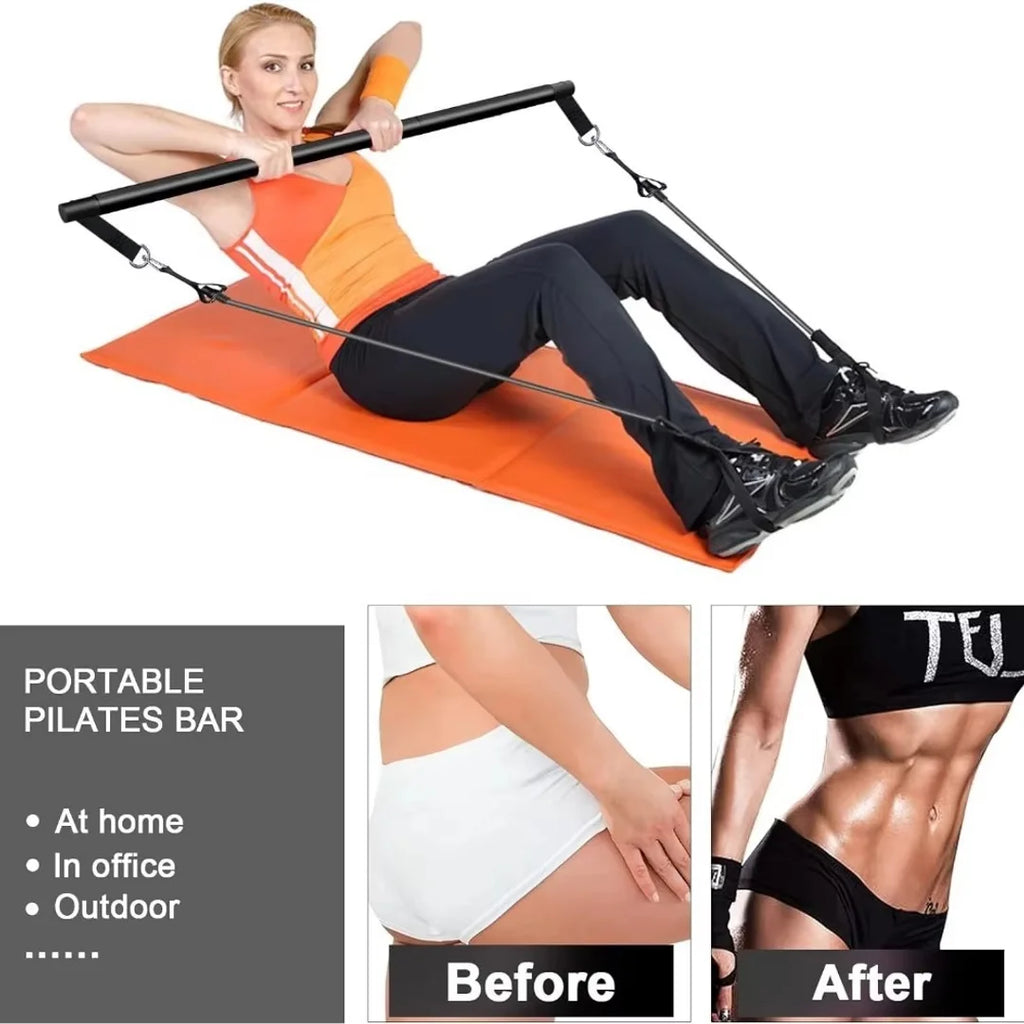 Resistance Bands Set with Fitness Bar Workout Gym Pull Rope Yoga