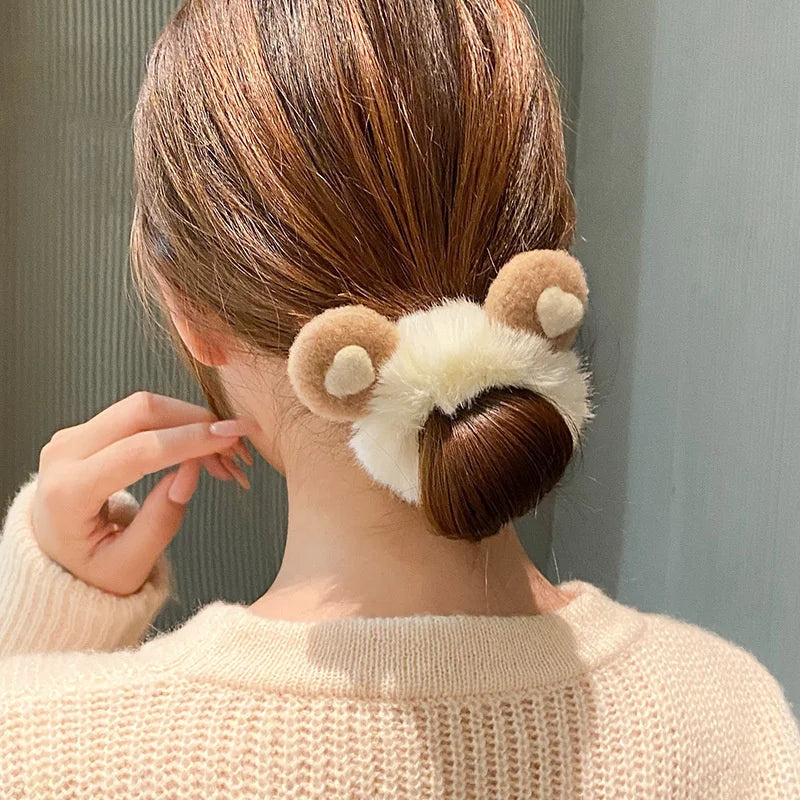 1PC Plush Rabbit Bear Ear Girls Kids Elastic Hair Bands Children Hair Ties Princess Woman Cute Hair Accessories Baby Headwear