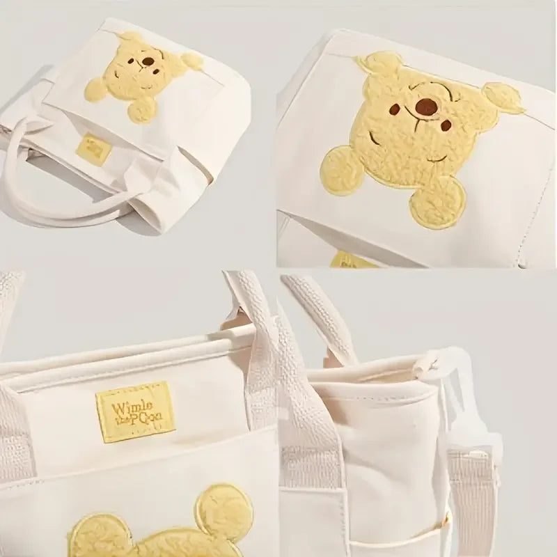 The Mesuca Cute Cartoon Bear Canvas Tote Bag Women Casual Handbag